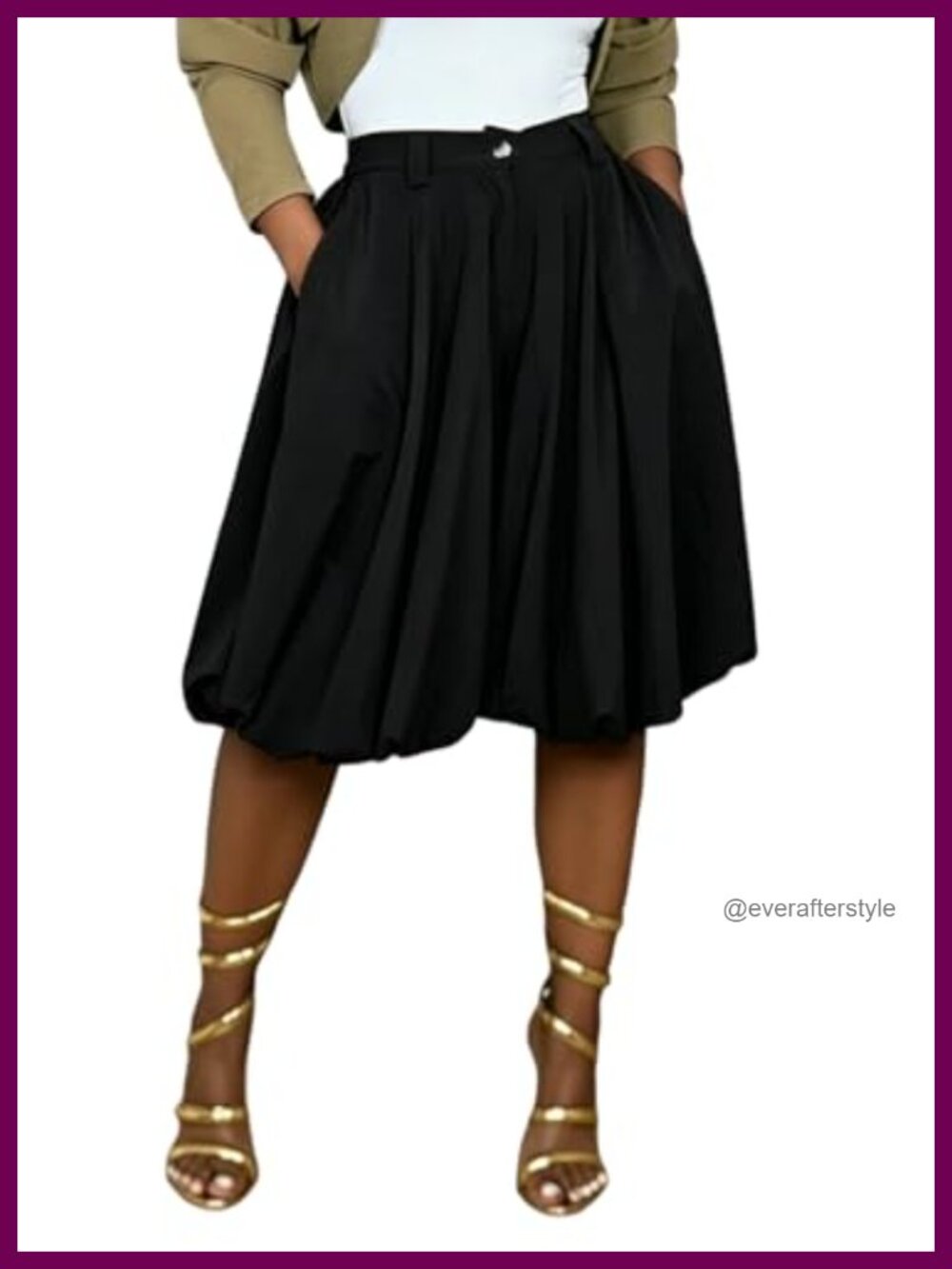 Women High Waisted Wide Leg Capri Palazzo Pants Pleated Balloon Cropped